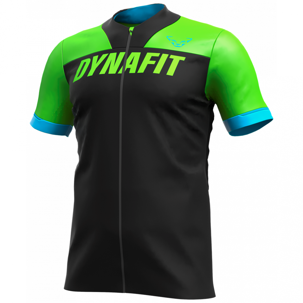 cyklistický dres DYNAFIT RIDE M S/S FZ TEE 5641 LAMBO GREEN/0910